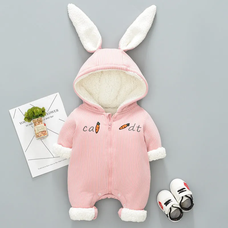 Baby Winter Jumpsuit Soft & Warm Cotton Hooded Snowsuit for Boys & Girls