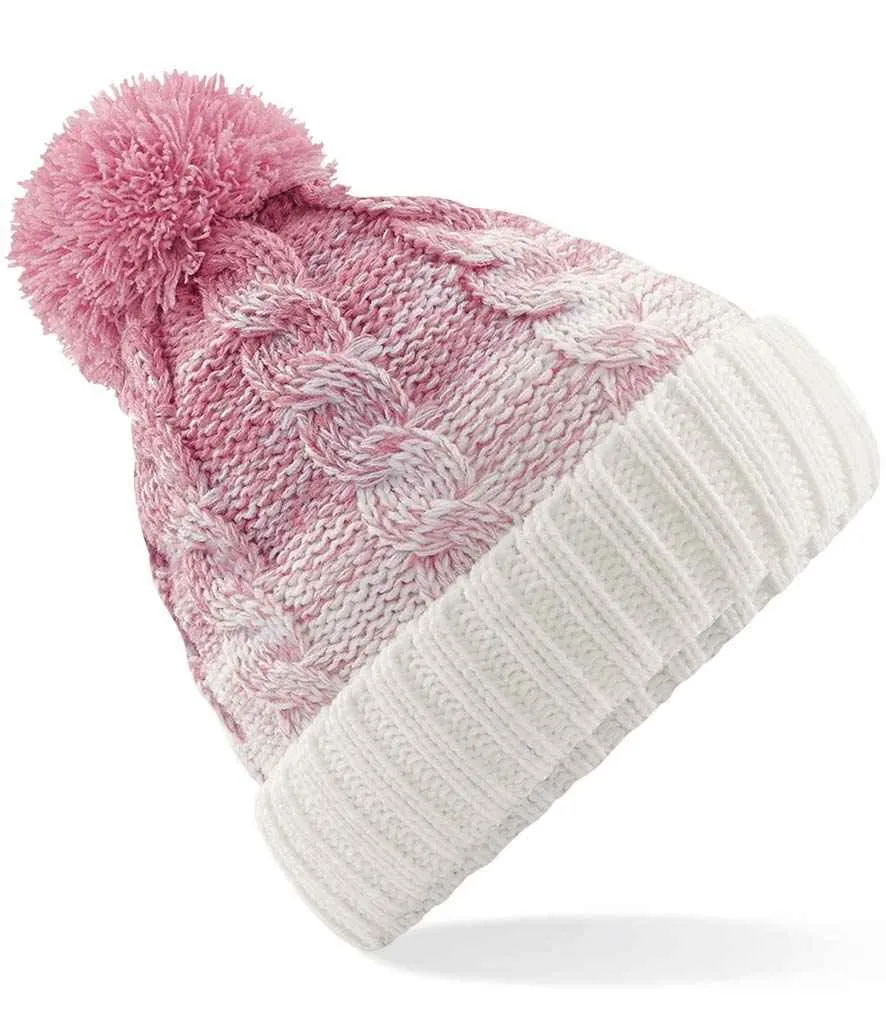 Beechfield Ombré Pom Pom Beanie | Dusky Pink/Off White