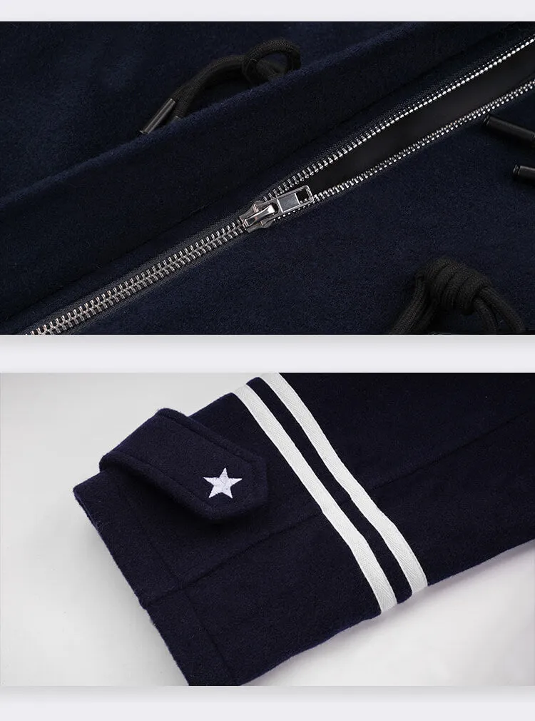 Cinnamoroll Fuzzy Sailor Collar Striped Navy Overcoat