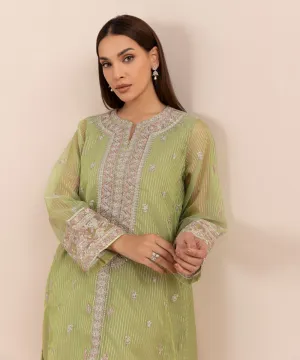 Embroidered Zari Organza Shirt