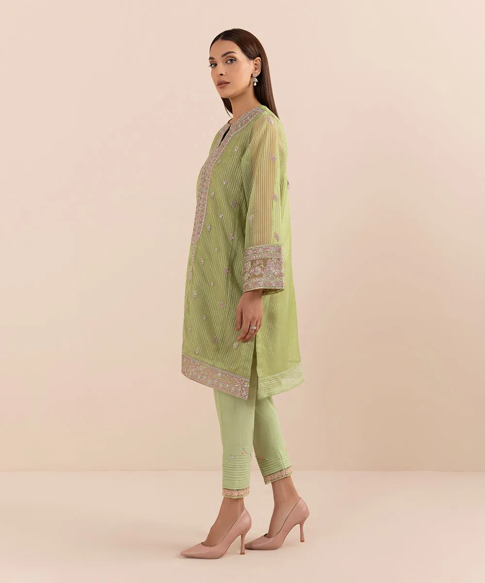 Embroidered Zari Organza Shirt