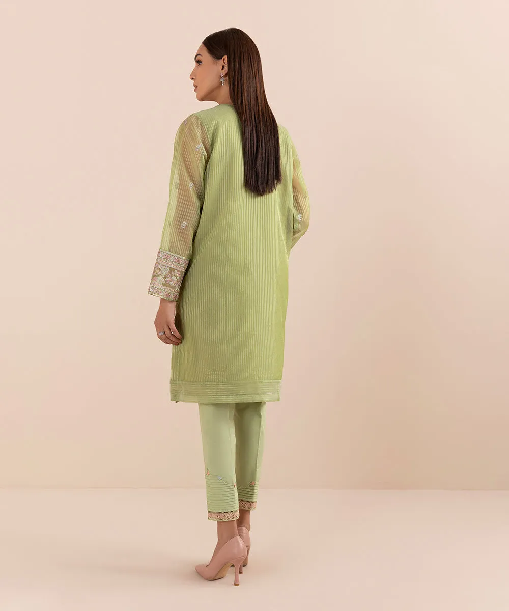 Embroidered Zari Organza Shirt