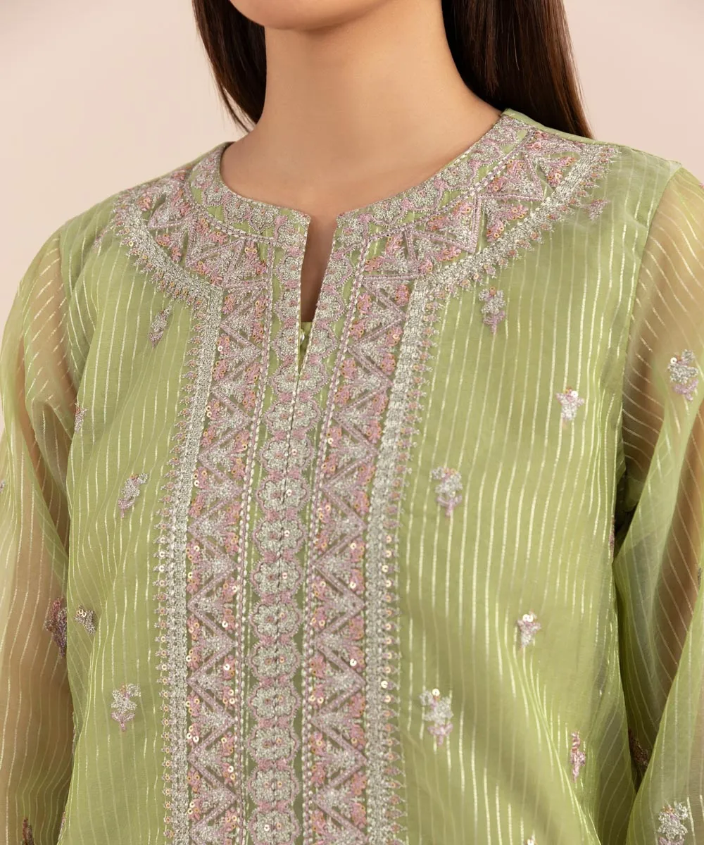 Embroidered Zari Organza Shirt