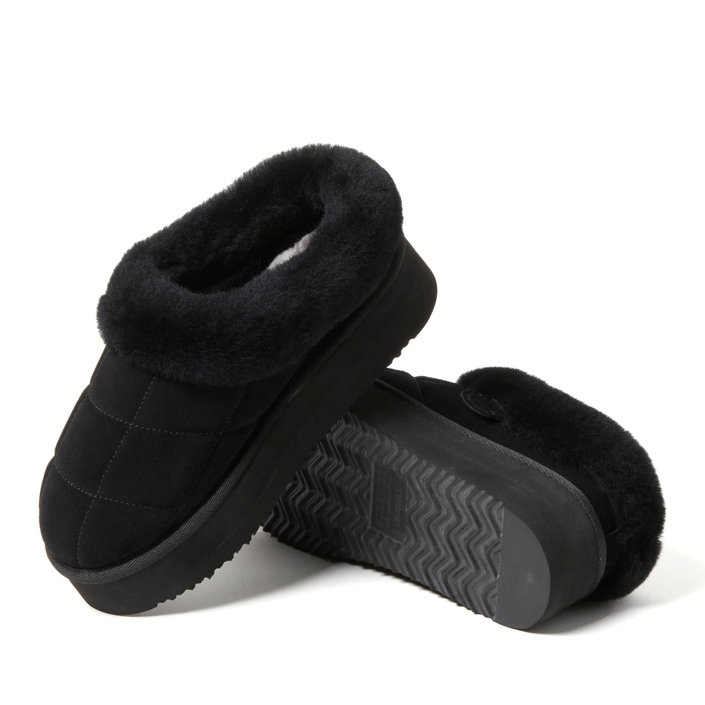 Fireside by Dearfoams Women's Bendigo Genuine Shearling Quilted Platform Clog Slipper