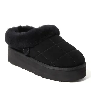 Fireside by Dearfoams Women's Bendigo Genuine Shearling Quilted Platform Clog Slipper