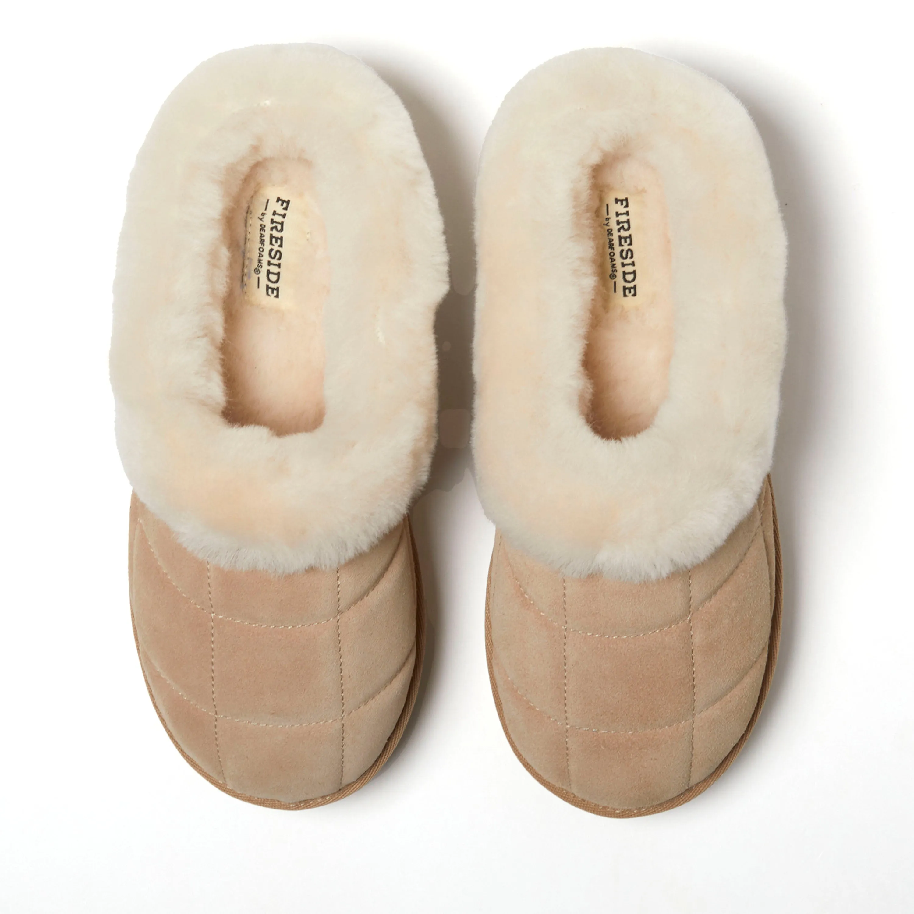 Fireside by Dearfoams Women's Bendigo Genuine Shearling Quilted Platform Clog Slipper