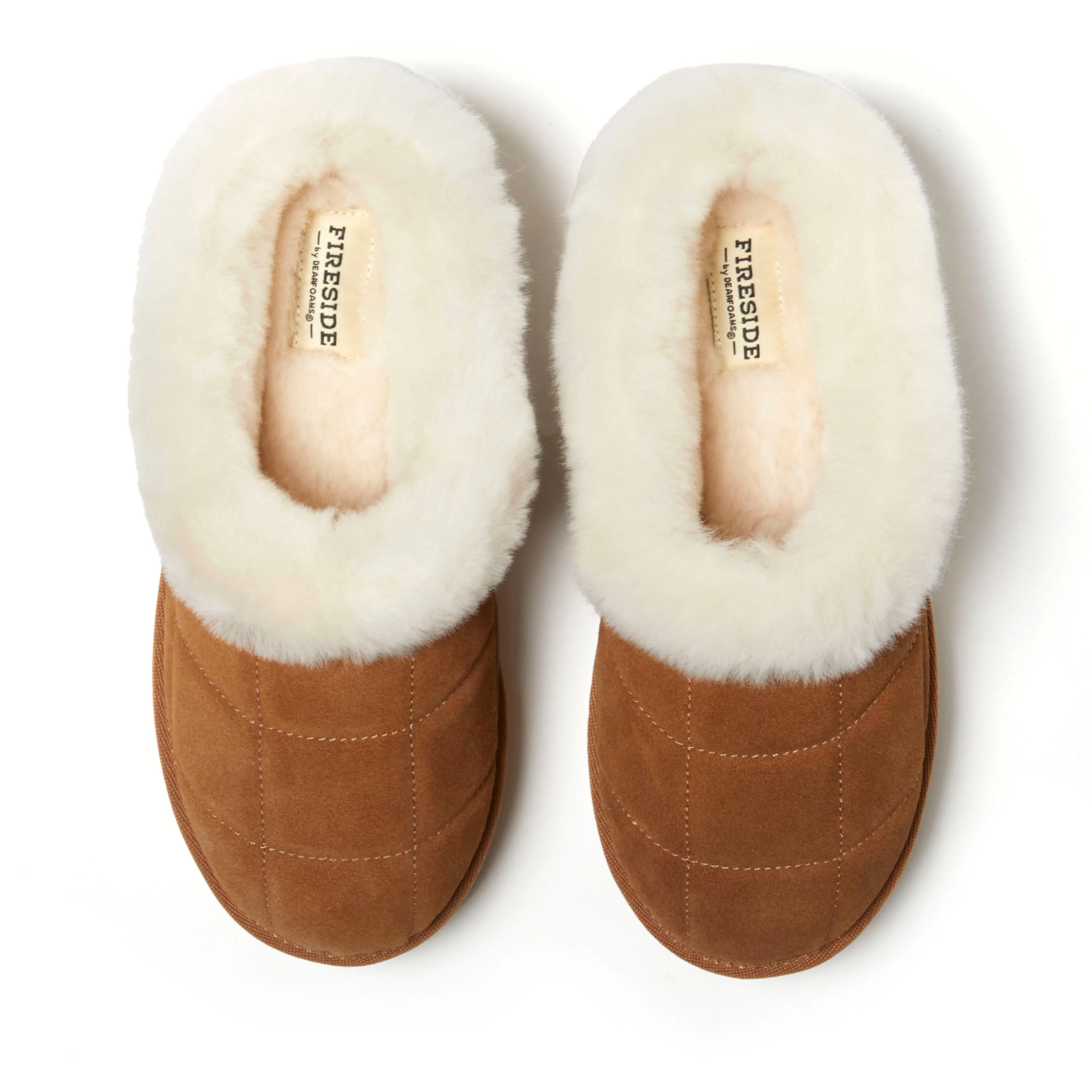 Fireside by Dearfoams Women's Bendigo Genuine Shearling Quilted Platform Clog Slipper