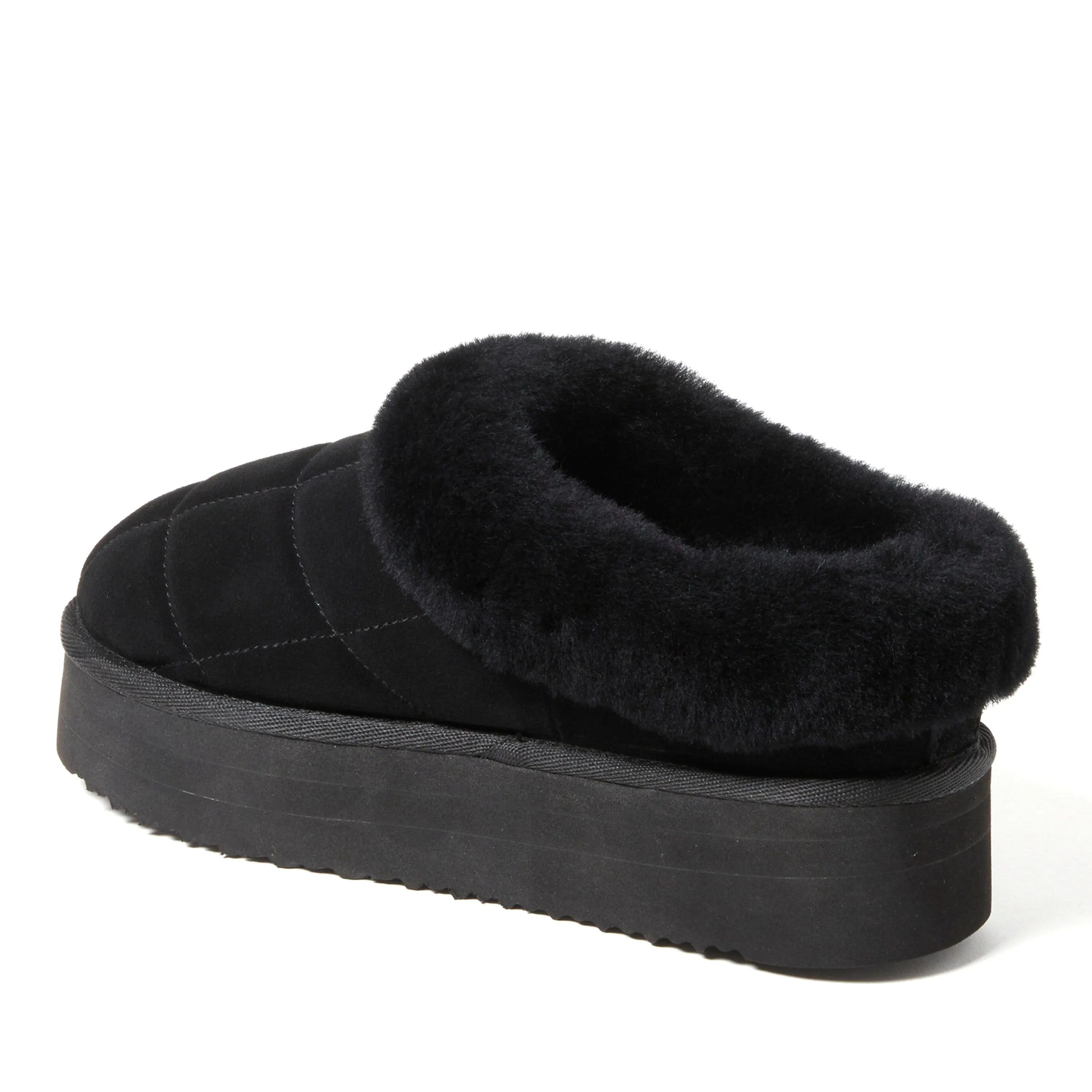 Fireside by Dearfoams Women's Bendigo Genuine Shearling Quilted Platform Clog Slipper