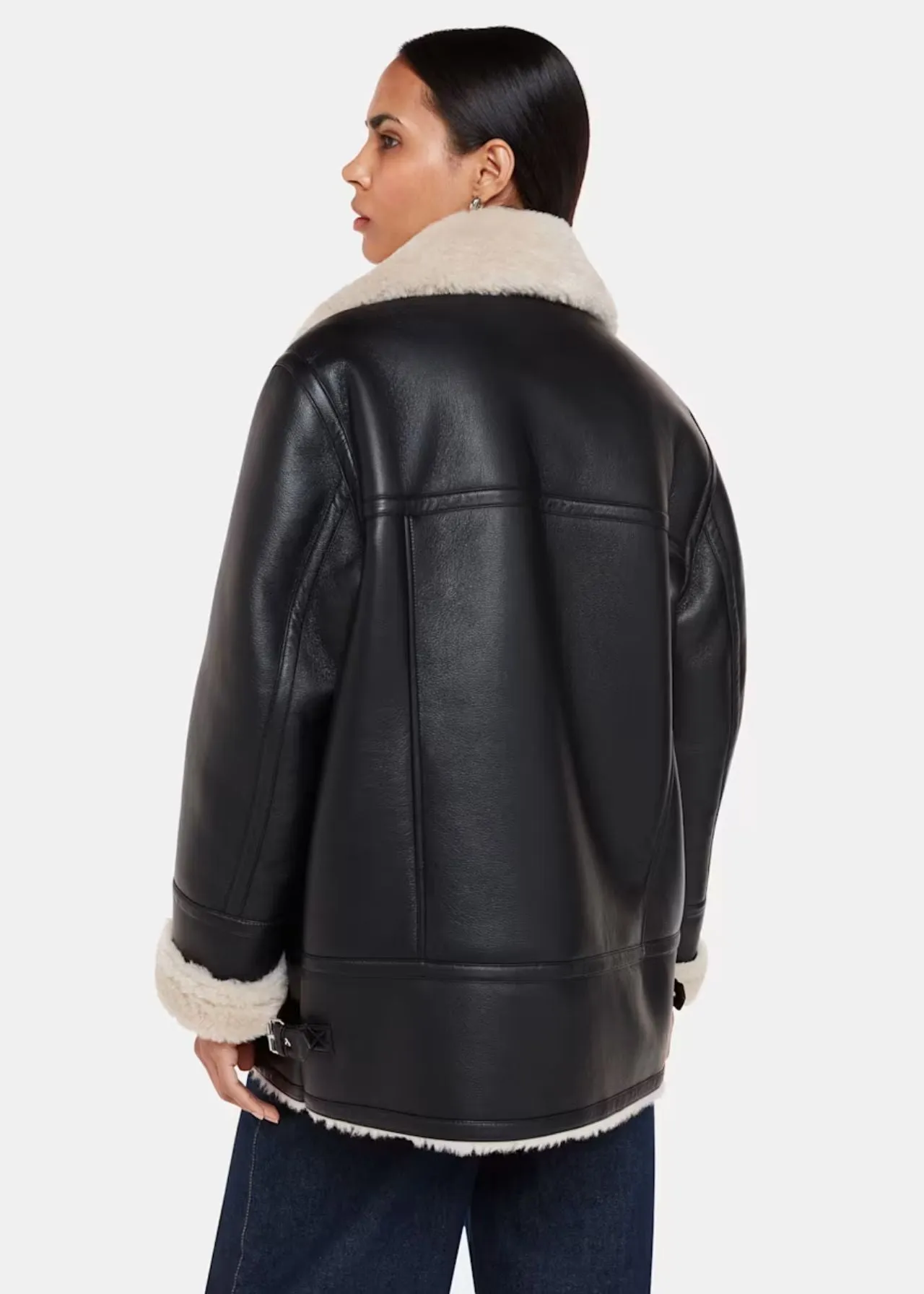Whistles Black Faux Fur Aviator