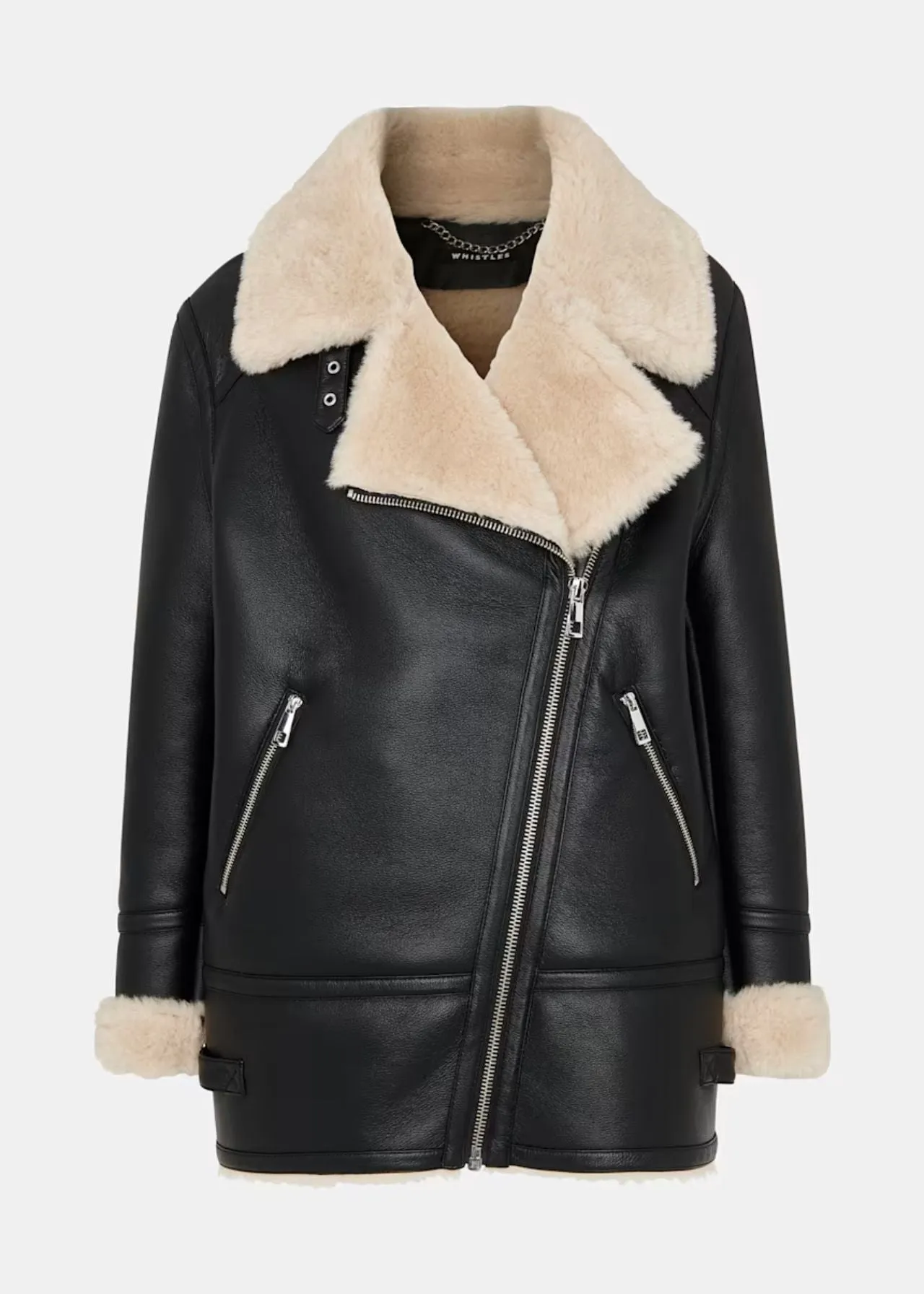 Whistles Black Faux Fur Aviator
